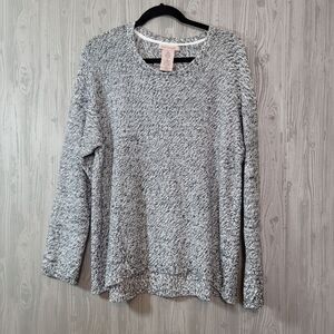 Philosophy Crew Neck Marled Sweater Black White XL